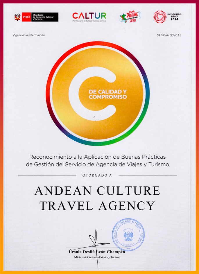 reconocimiento de caliad y compromiso otogado por CALTUR
